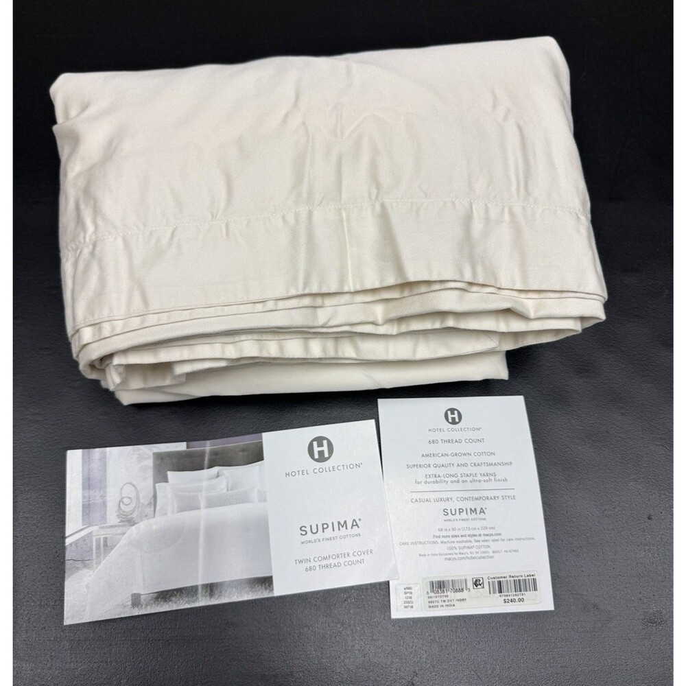 Hotel Collection 100% Supima Cotton 680TC Ivory Twin Comforter Cover